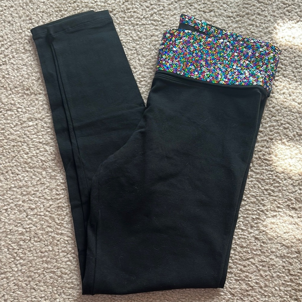 PINK Victoria’s Secret Leggings with Multicolor Fold-over Waistband - Size M